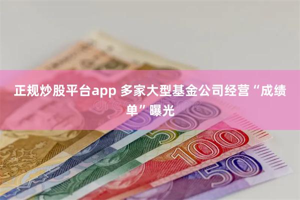 正规炒股平台app 多家大型基金公司经营“成绩单”曝光