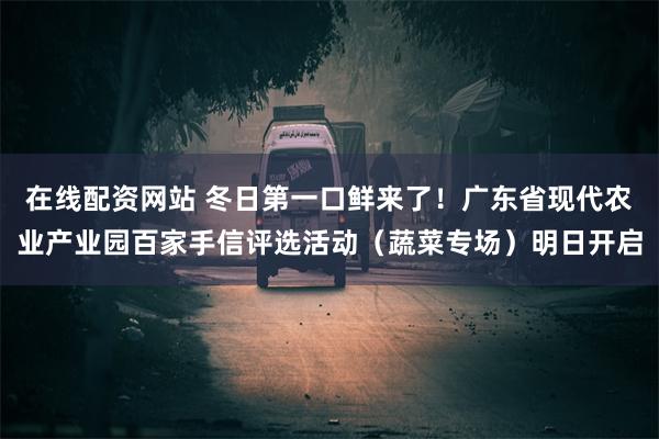 在线配资网站 冬日第一口鲜来了！广东省现代农业产业园百家手信评选活动（蔬菜专场）明日开启