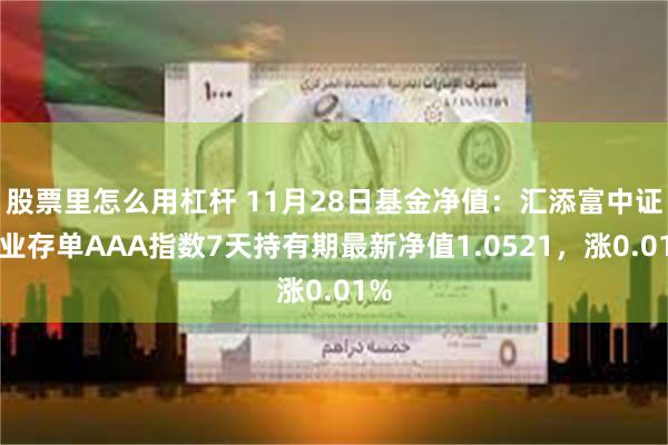 股票里怎么用杠杆 11月28日基金净值：汇添富中证同业存单AAA指数7天持有期最新净值1.0521，涨0.01%